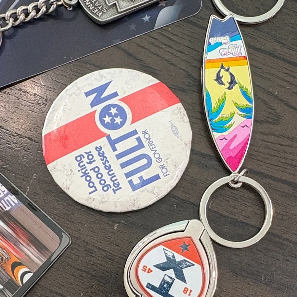 Assorted Keychain Lot - Blue, Silver, Red Accent